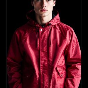 Vintage Unisex Gap Varsity Classic Oversized Full Zip Hooded Jacket in Red Med !